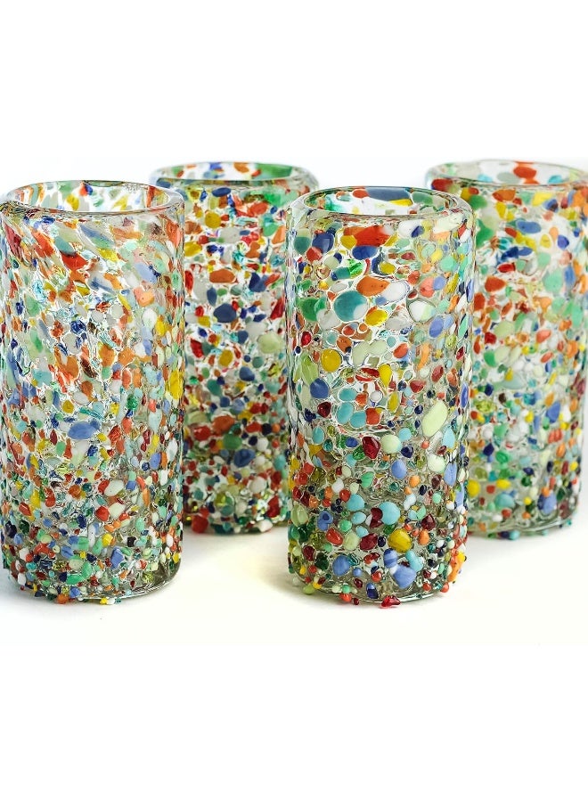 MEXTEQUIL - Authentic Mexican Tequila Shot Glasses - Tequila Set of shot glasses - 4 pcs - 2 Oz - Mexican Hand Blown Shot Glass (Confetti) - Image 2